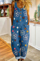 Wenara - Geblümter Jumpsuit in Marineblau