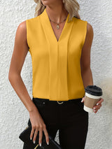 Romee | Weißes Ärmelloses Tanktop in Gelb