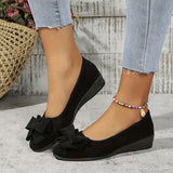 Kelsey  | Bowknot Dekor Keilabsatz Schuhe in Schwarz