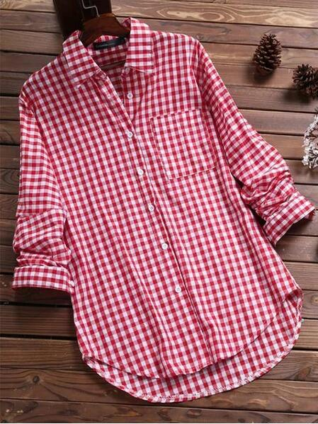 Lässiges Button-Down-Hemd für Damen | Rot