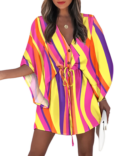 Beatrice – Blümchen Mini-Kleid mit Schnürung