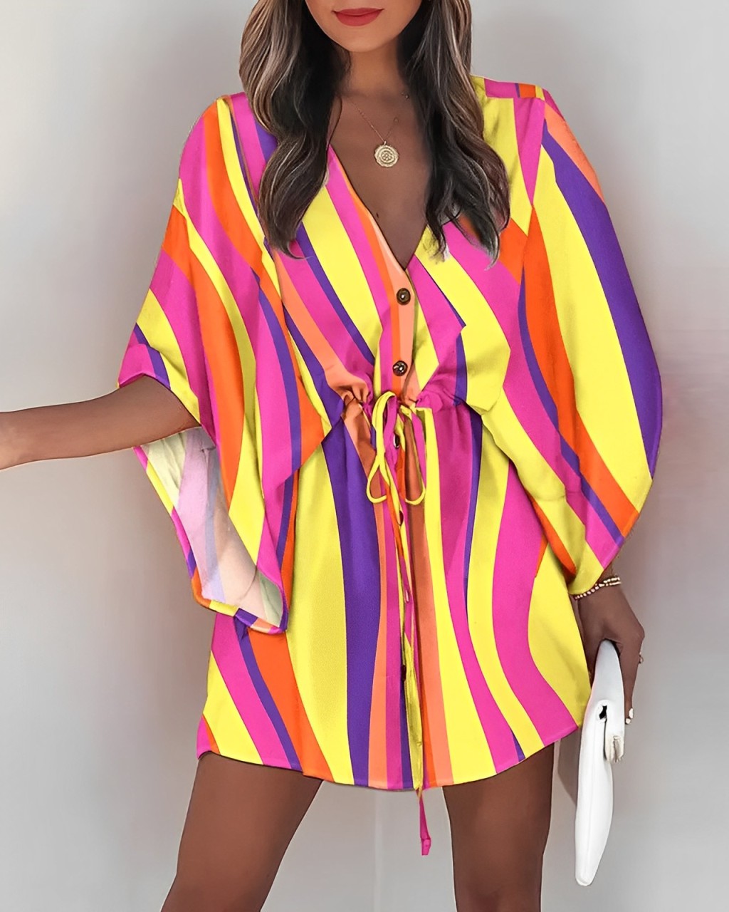 Beatrice – Blümchen Mini-Kleid mit Schnürung