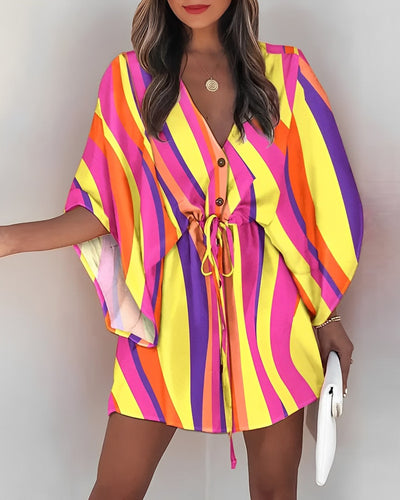 Beatrice – Blümchen Mini-Kleid mit Schnürung