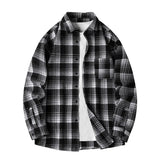 Ryder | Herren Flanellhemd Kariert Langarm Relaxed Fit Herbst in Schwarz