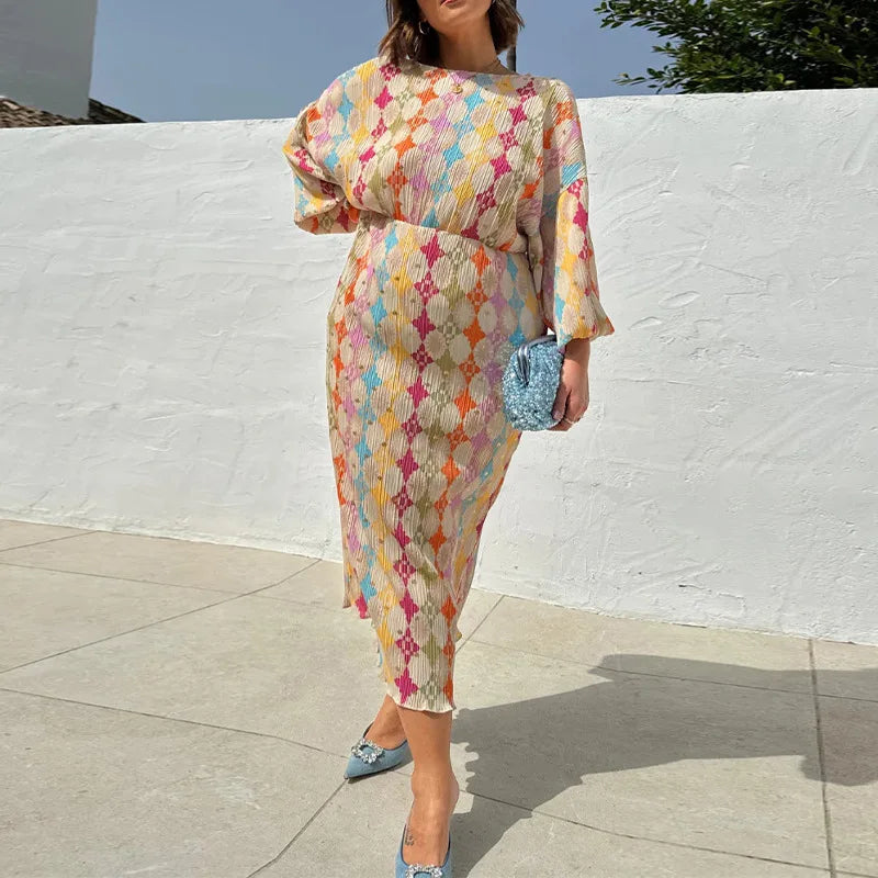 Amalia - Hippie Maxikleid mit Batik-Print