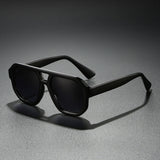 Eckige Herren-Sonnenbrille mit Doppelsteg in Mitternachtsschwarz