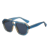 Eckige Herren-Sonnenbrille mit Doppelsteg in Ozeanblau
