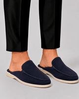 Elegante Herren Loafer Mit Offener Ferse in Dunkelblau