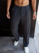 Elegante Herren Pantalon mit Geradem Bein in Grau