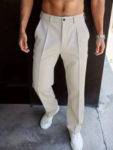 Elegante Herren Pantalon mit Geradem Bein in Hellgrau