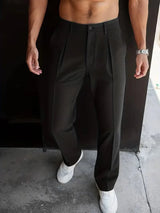 Elegante Herren Pantalon mit Geradem Bein in Schwarz
