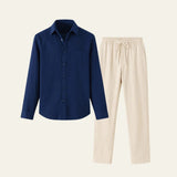 Elegantes Herren Hemd-Hosen Set in Blau