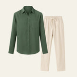 Elegantes Herren Hemd-Hosen Set in Grün