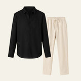 Elegantes Herren Hemd-Hosen Set in Schwarz
