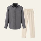 Elegantes Herren Hemd-Hosen Set in Grau