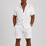 Elegantes Herren Sommer Set Mit Kurzarm Hemd in Weiß