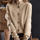 Elisa | Damen Strickjacke Locker mit Knöpfen in Khaki