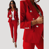 Elske | Damen Zweireiher Blazer Hosenanzug Set in Rot