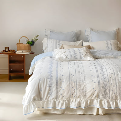 CloudRuffle Bedding - Bestickte Rüschen-Bettwäscheset