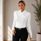 Emma | Damen Langarm Pullover mit V-Ausschnitt in Weiß