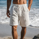 Ennio | Herren Strandhose Shorts mit Kordelzug in Weiß