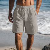 Ennio | Herren Strandhose Shorts mit Kordelzug in Grau