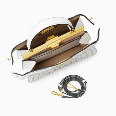 Estelle | Elegante geflochtene Handtasche mit Drehverschluss & goldenen Details