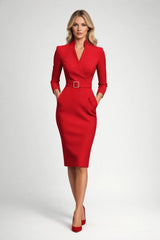 Etuikleid Damen Midi Elegant in Rot
