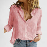 Evelina | Damen Blumendruck V-Ausschnitt Langarm Bluse in Rosa