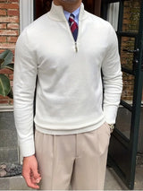 Bequemer Herrenpullover mit Halbzip - Leonardo in Weiß