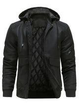 Lyrissa | Herren Leder-Winterjacke mit Kapuze in Schwarz