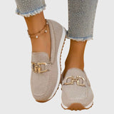 Sarah | Damen Frühlings Lässige Slip-On Loafer Schuhe in Beige