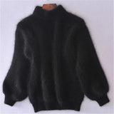 Amarie | Vintage-Angorapullover: Locker gestrickt und einfarbig in Schwarz