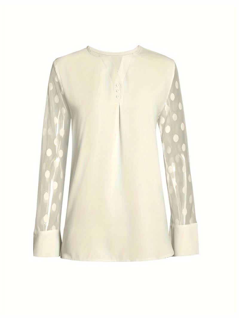 Amalia - Strickbluse Damen V-Ausschnitt Knopfleiste