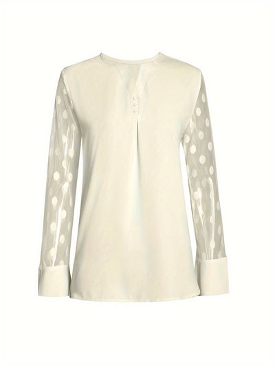 Amalia - Strickbluse Damen V-Ausschnitt Knopfleiste