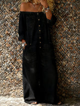 Verity - Schulterfreier Soft-Touch-Jumpsuit in Schwarz