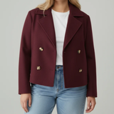 Fabia | Damen Kurze Winterjacke für Große Größen mit Kragen und Knöpfen in Rot