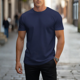 Fabian | Herren Rundhals T-Shirt Slim Fit Kurzarm in Marineblau