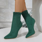 Rosalee | Neu Crystal Heel Stiefel in Dunkelgrün
