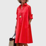 Oshadi - Elegantes Mini Kleid Mit Tasche in Rot