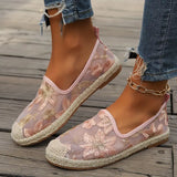Nyssa | Lässige Espadrilles Spitze Mesh Slip-On flach in Rosa