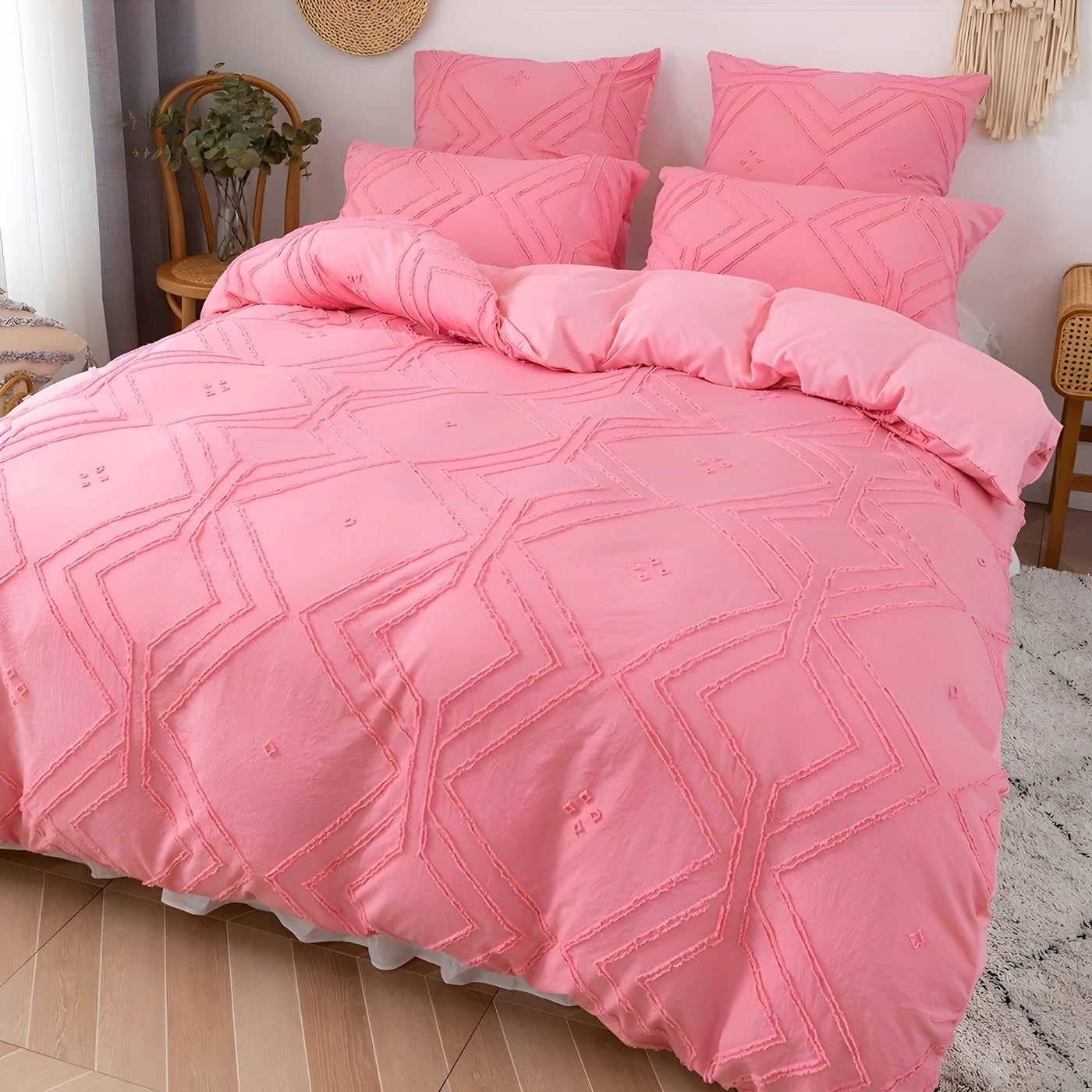 GridLuxe Duvet Set - Ganzjährig Getuftete Gitterbettwäsche