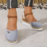 Damen Keilsandalen aus Canvas mit verstellbarem Espadrille-Riemen - Clara in Grau