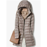 Felina | Damen Steppjacke mit Kapuze, Reißverschluss und langem Design in Khaki