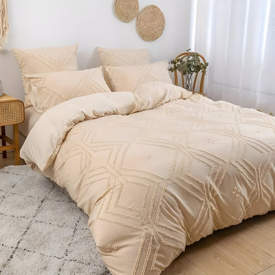 ZippWeave Bettwäsche-Set – Geometrisches Boho Tufted Duvet Bezug Set