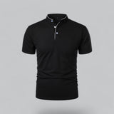 Fionn | Herren Poloshirt mit Stehkragen Kurzarm in Schwarz