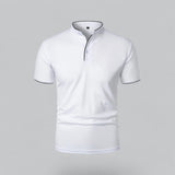 Fionn | Herren Poloshirt mit Stehkragen Kurzarm in Weiß