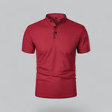 Fionn | Herren Poloshirt mit Stehkragen Kurzarm in Dunkelrot