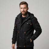 Fleecejacke Herren Mit Kapuze in Schwarz