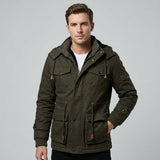 Fleecejacke Herren Mit Kapuze in Armeegrün